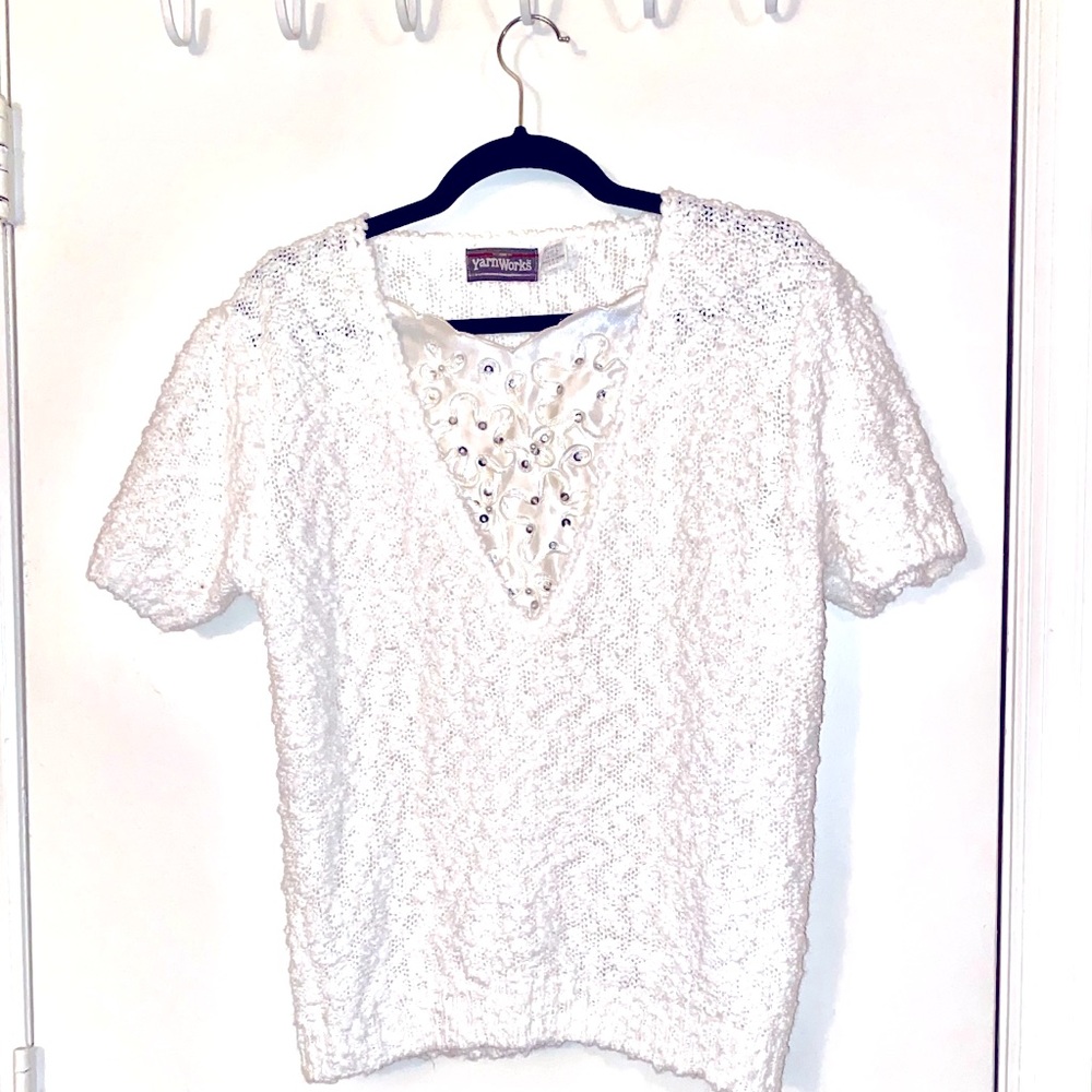 Vintage White Sequin Sweater.